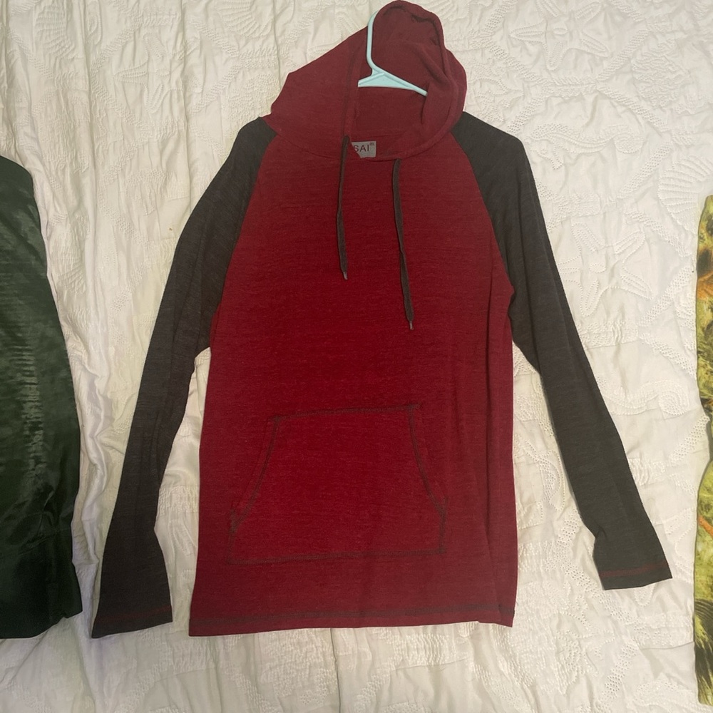 Men's Red and Black Hoodie Shirt